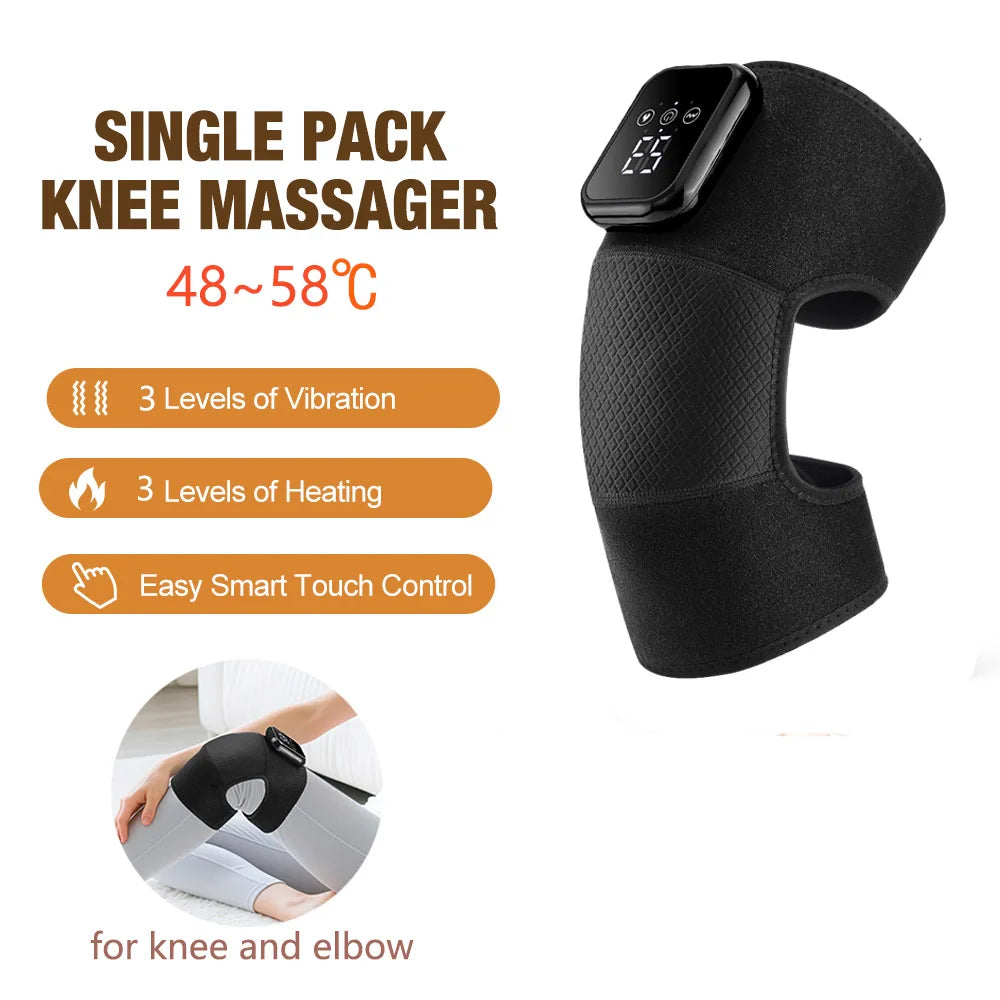 Electric Knee Massager with 3 Levels of Vibration And 5 Levels of Hot Compression Heated Leg Joint Muscle Relaxing Knee Pad