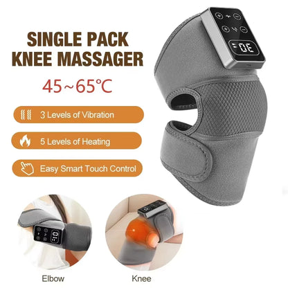 Electric Knee Massager with 3 Levels of Vibration And 5 Levels of Hot Compression Heated Leg Joint Muscle Relaxing Knee Pad
