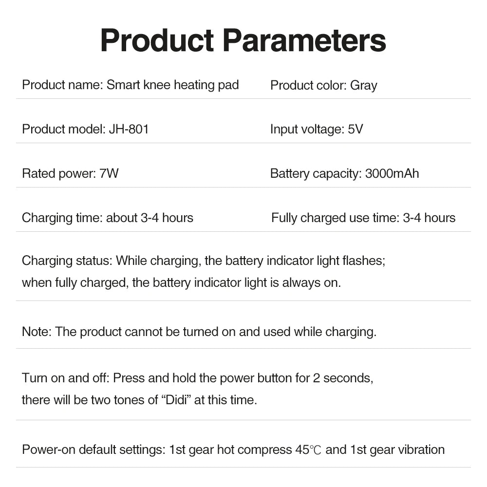 Electric Knee Massager with 3 Levels of Vibration And 5 Levels of Hot Compression Heated Leg Joint Muscle Relaxing Knee Pad