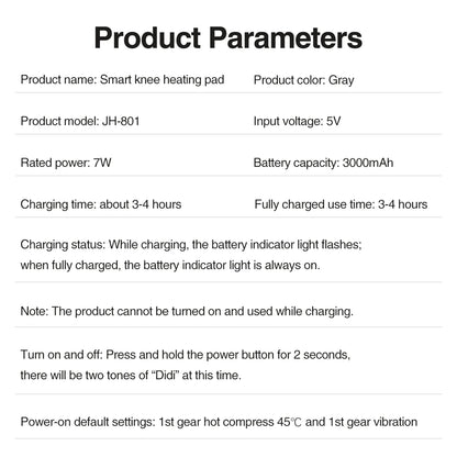 Electric Knee Massager with 3 Levels of Vibration And 5 Levels of Hot Compression Heated Leg Joint Muscle Relaxing Knee Pad